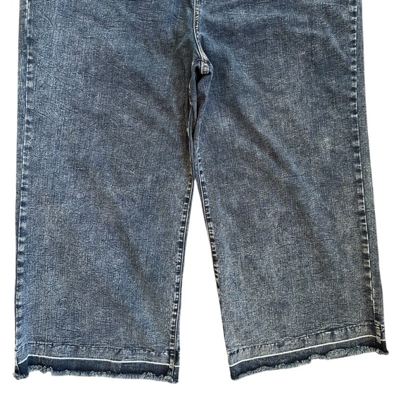 Logo Lori Goldstein x Smiley World Stone Wash Raw Hem Wide Leg Jeans Size 24WP - Picture 6 of 7